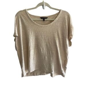 Banana Republic Tan Linen Crop Top Women’s Size Large Minimalist Basic Taupe